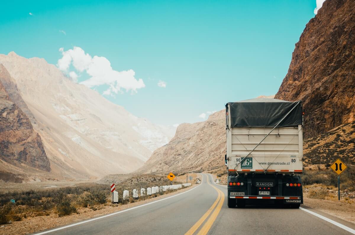 Freight truck transporting cargo on the highway